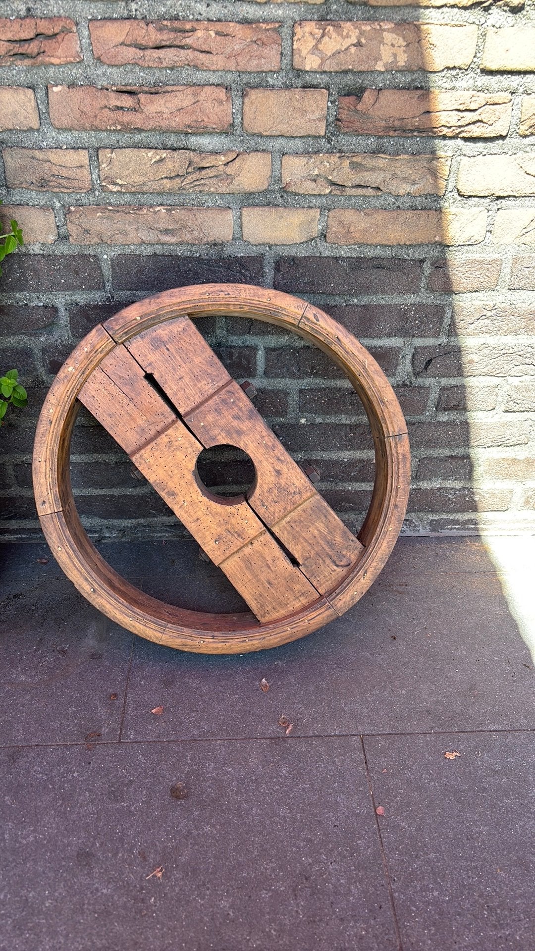 Antieke houten riemschijf (poelie) 50 cm, Ophalen