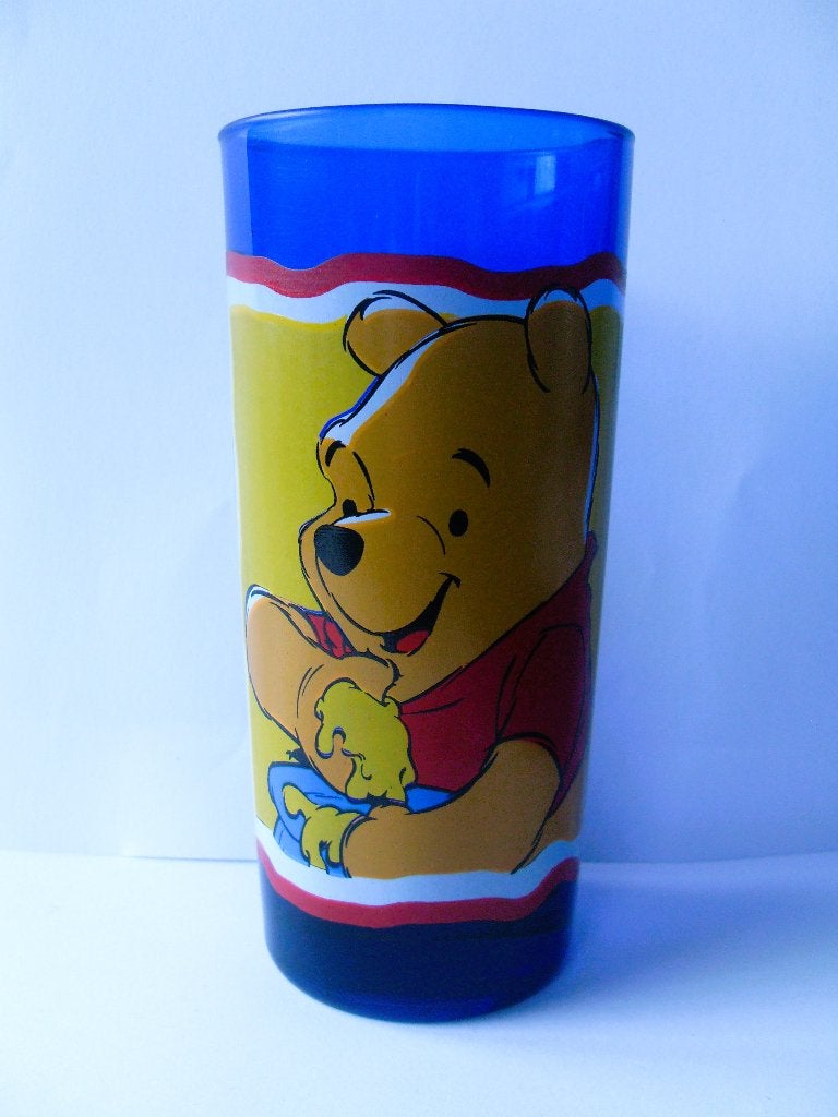 Winnie the Pooh Glas Blauw Disney Winnie De Poeh, Ophalen of Verzenden, Winnie de Poeh of vrienden, Zo goed als nieuw, Servies