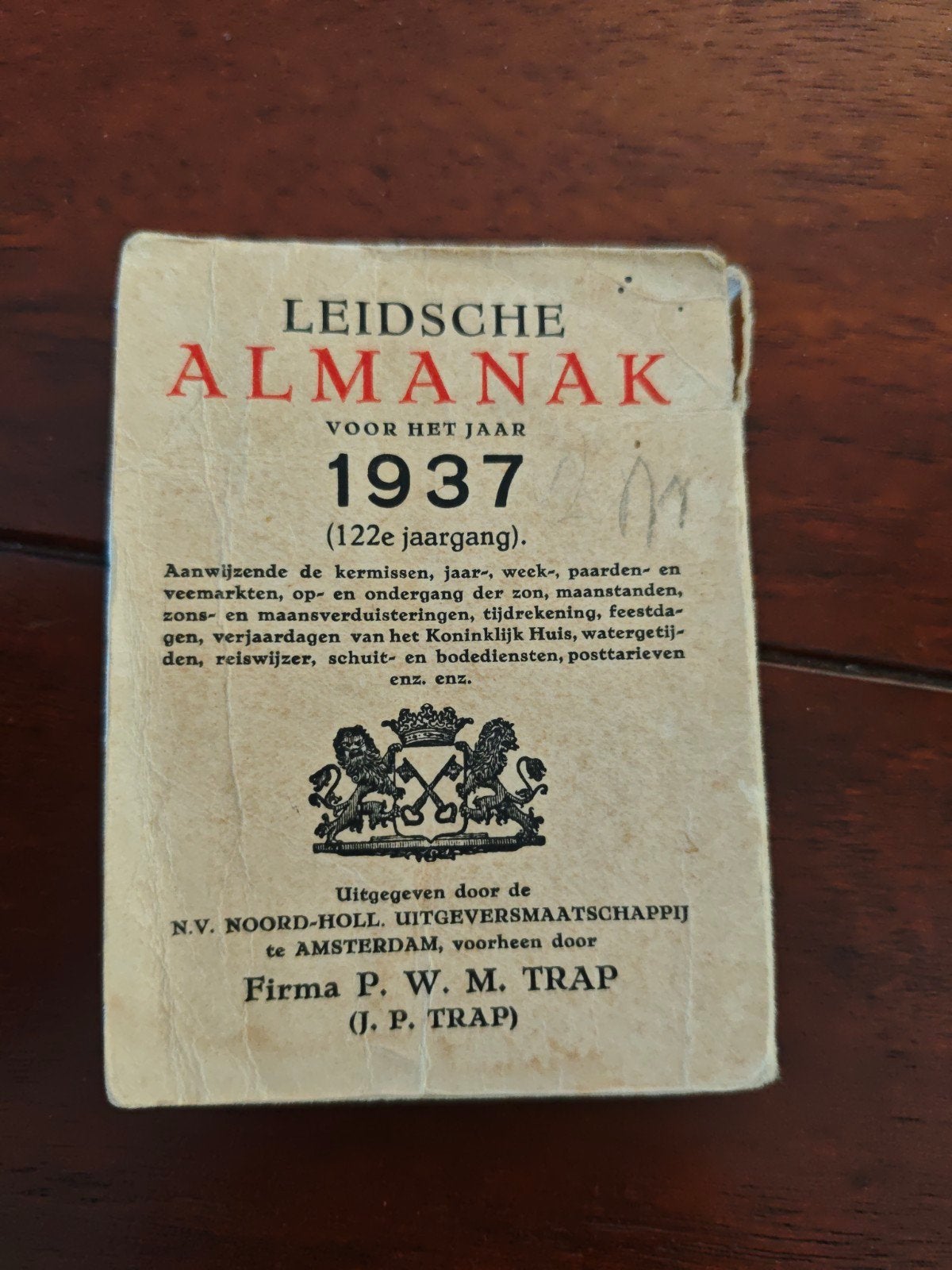 Leidsche Almanak - jaargang 1937, Ophalen of Verzenden, Gelezen