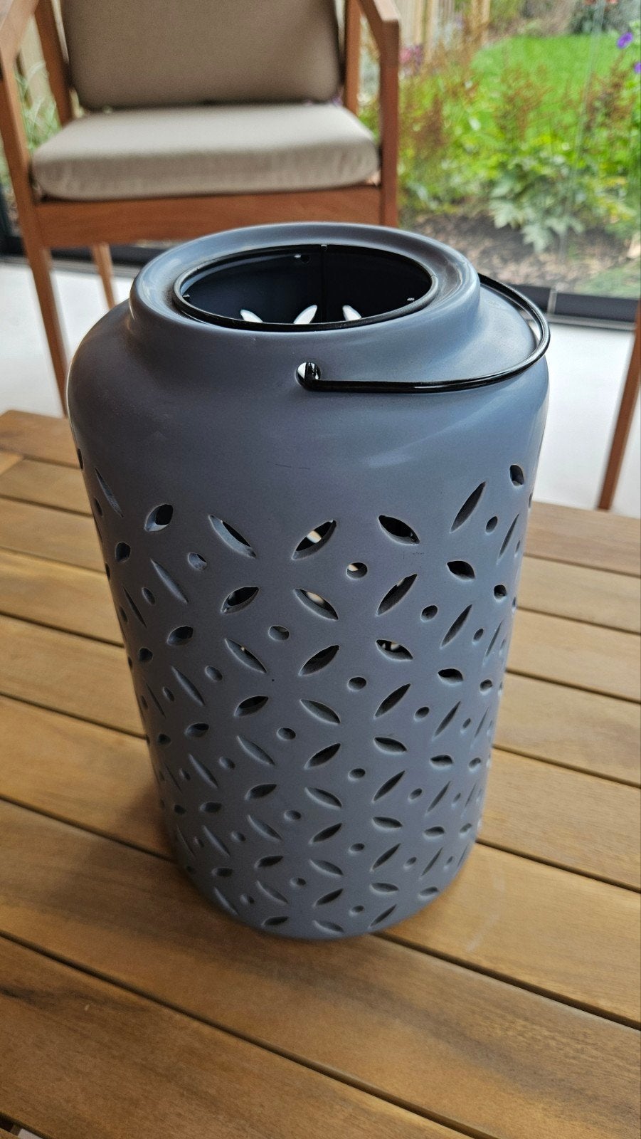 Stijlvolle blauwgrijze lantaarn voor binnen en buiten, Ophalen, Gebruikt, Blauw, Modern