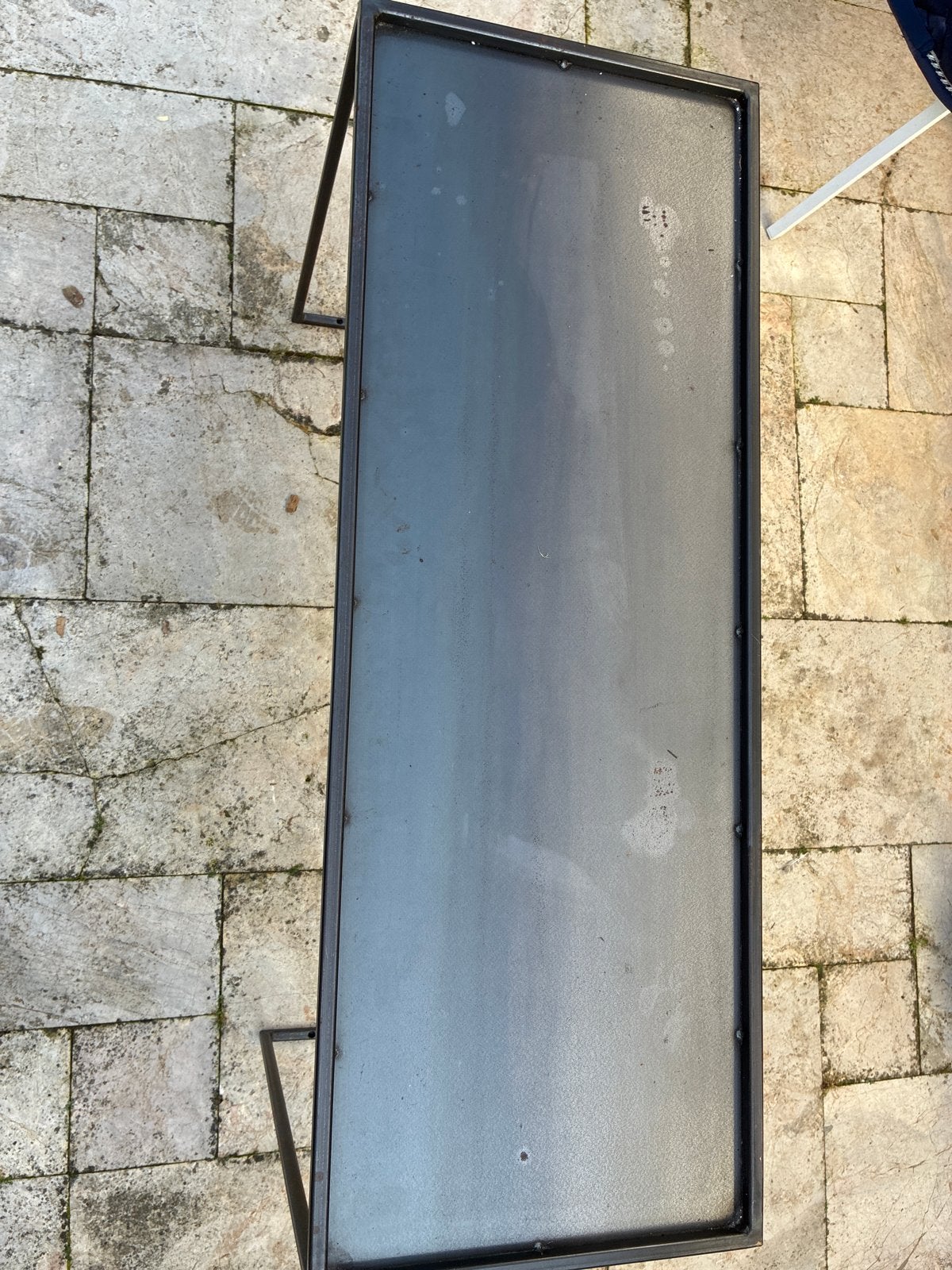 Stalen bijzettafel 109,5x40,5x70 cm, Gebruikt, Metaal of Aluminium, Ophalen of Verzenden, 75 cm of meer