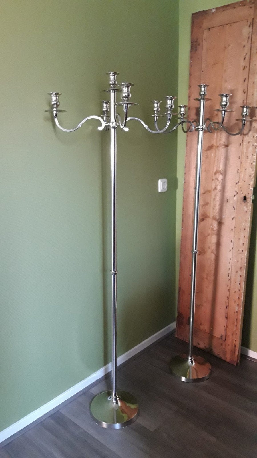 2 hoge kandelaars 150cm hoog voor 5 kaarsen, Ophalen of Verzenden, Zo goed als nieuw, Metaal, Kandelaar