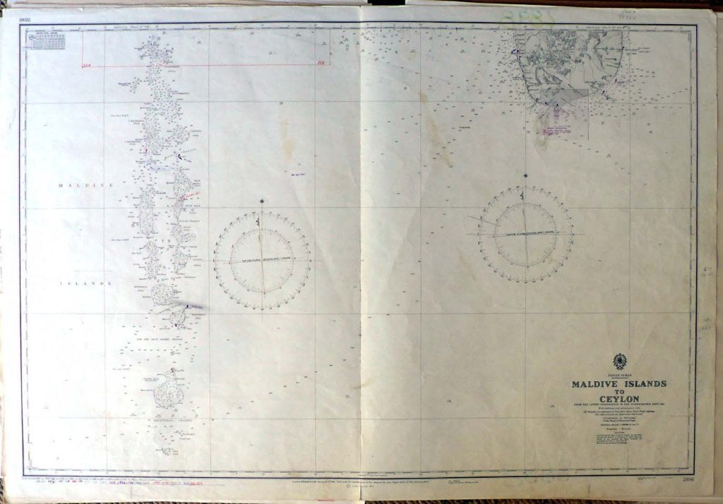 Set van 7 gebruikte zeekaarten, Indische Oceaan, Watersport en Boten, Navigatiemiddelen en Scheepselektronica, Ophalen, Gebruikt