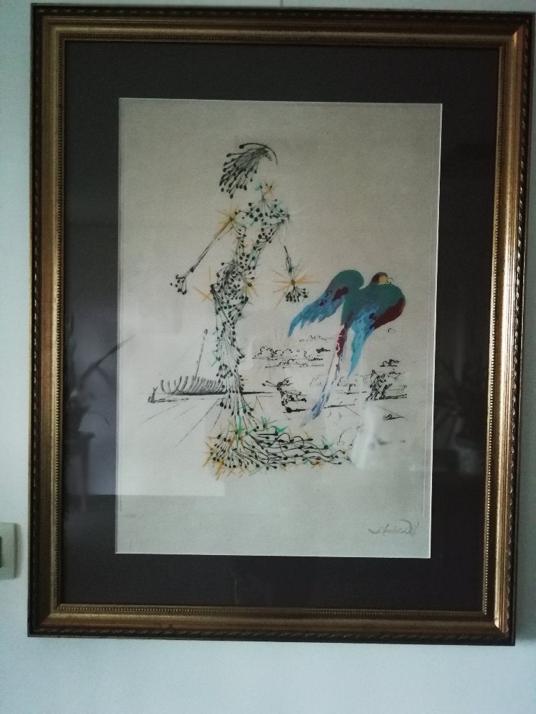 L'oiseau Salvador Dali, Personages en Fantasiefiguren, Gesigneerd, Ophalen of Verzenden, Lithografie