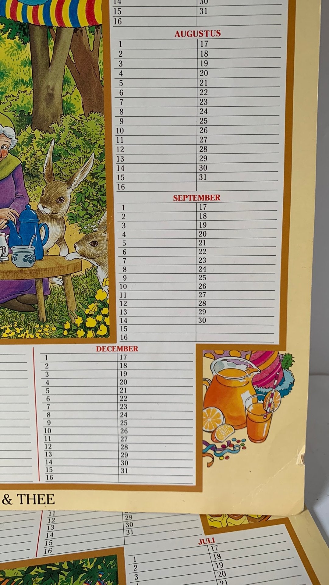 2 Vintage Kartonnen kalenders Piggelmee Van Nelle koffie, Diversen, Kalenders, Ophalen of Verzenden, Maandkalender