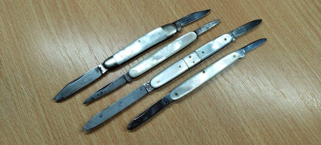 zakmes x4 parelmoer, Verzenden, Gebruikt