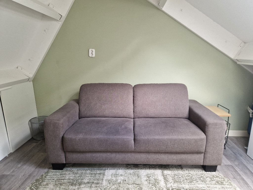 Bank - 3 personen - stof - antraciet, Huis en Inrichting, Gebruikt, 100 tot 125 cm, 150 tot 200 cm, Driepersoons