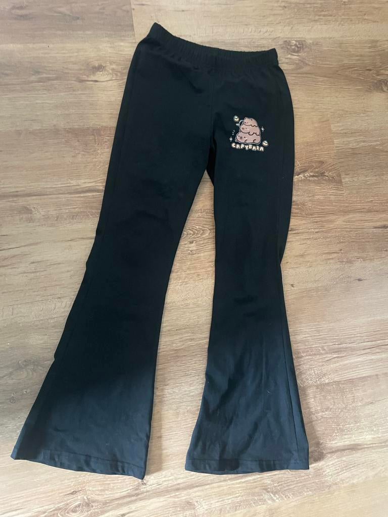 Legging broek zwart capibara capybara 152/158 flaired flaire, Ophalen of Verzenden, Zo goed als nieuw, Meisje, Broek