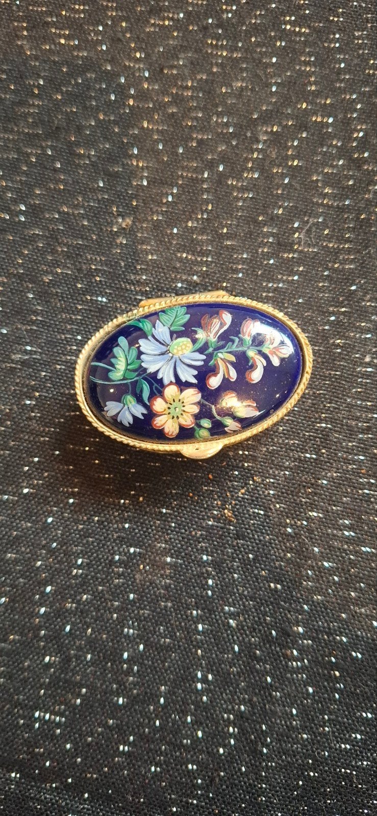 Vintage Pillendoosje met Bloemen Emaille Decoratie, Ophalen of Verzenden