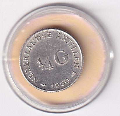 Nederlandse Antillen 1/4 Gulden 1960 Zeer Fraai Plus, Koningin Juliana, Verzenden, Zilver, 25 cent