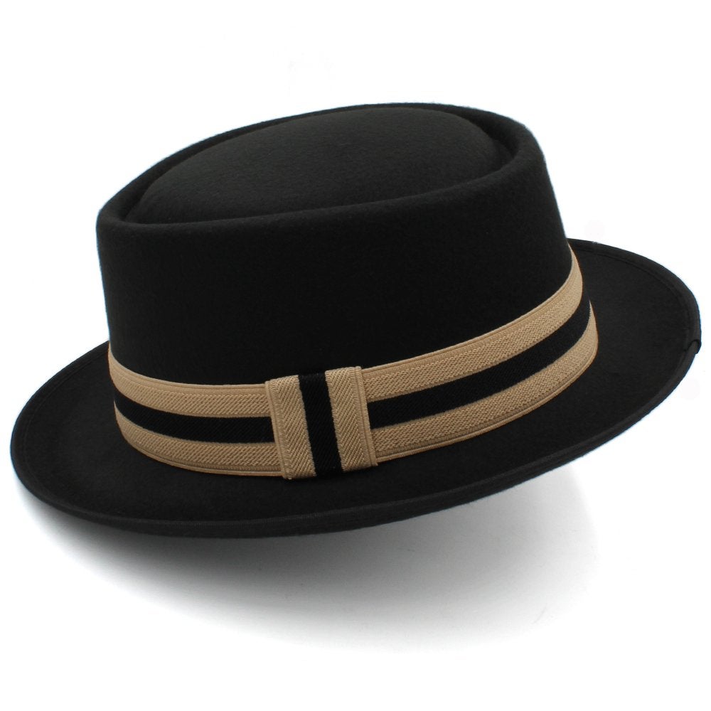 Zwarte wollen pork pie hoed / heren dames bowler hoedje, Verzenden, Nieuw, Hoed