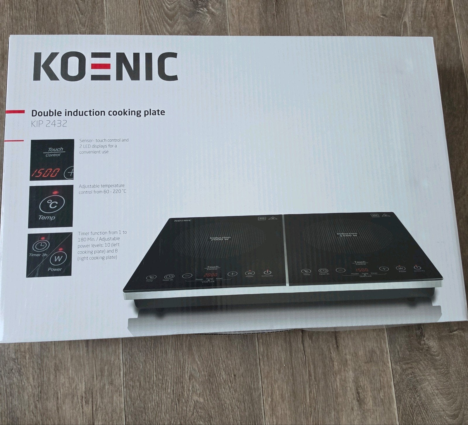 KOENIC KIP 2432 dubbele inductiekookplaat – ongebruikt, Witgoed en Apparatuur, Nieuw, 3 kookzones of minder, Ophalen of Verzenden
