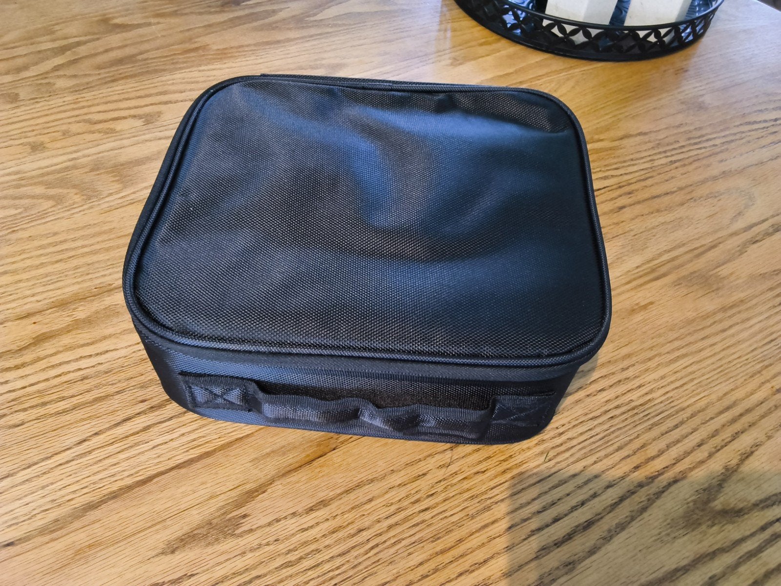 Zwarte make-up tas met verstelbare vakken en spiegel, Gebruikt, Softcase, Zwart, Ophalen of Verzenden
