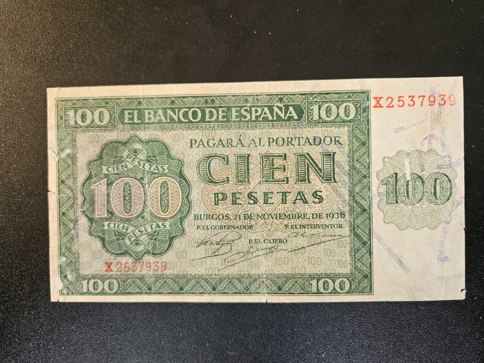 Spanje pick 101a 1936 Burgos scheurtjes, Verzenden, Overige landen, Los biljet