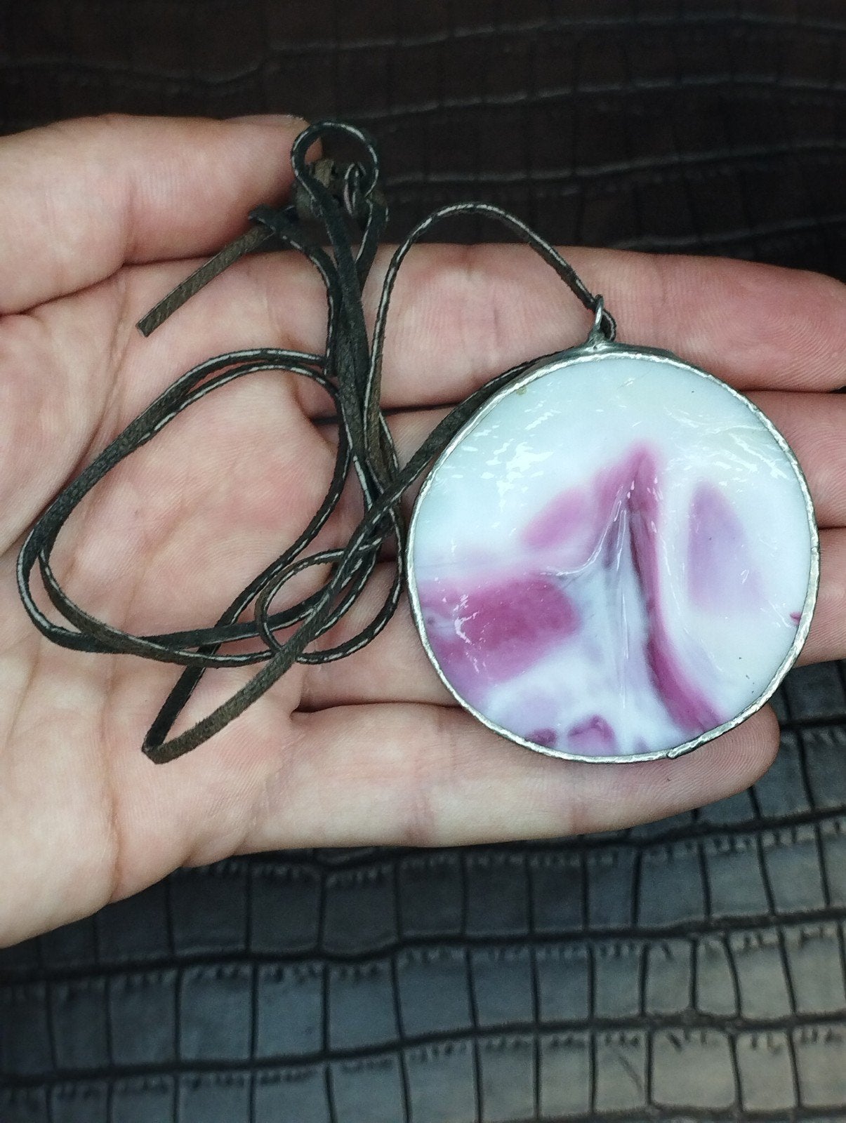 Prachtige vintage kunstglazen hanger, Sieraden, Tassen en Uiterlijk, Kettinghangers, Ophalen of Verzenden, Zo goed als nieuw, Zilver