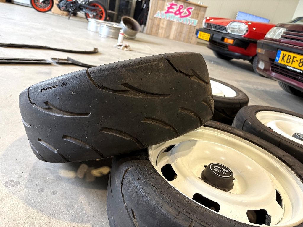 15 inch steelies Peugeot Citroen Nankang Semi Slicks, Auto-onderdelen, Banden en Velgen, Ophalen, Gebruikt, 15 inch, Banden en Velgen