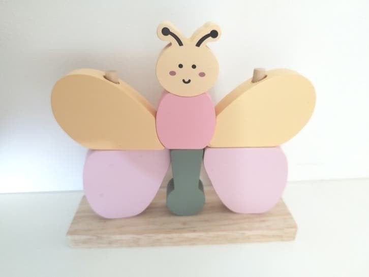 Baby hout vlinder puzzel op stokjes 15cm breed, Ophalen of Verzenden, Nieuw