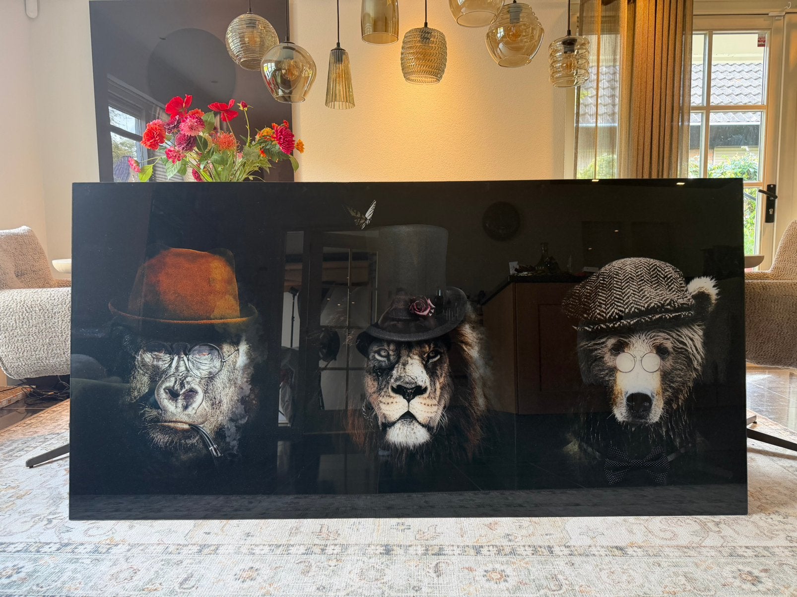 XXL Wanddecoratie op Dibond – Gorilla, Leeuw & Beer, Ophalen