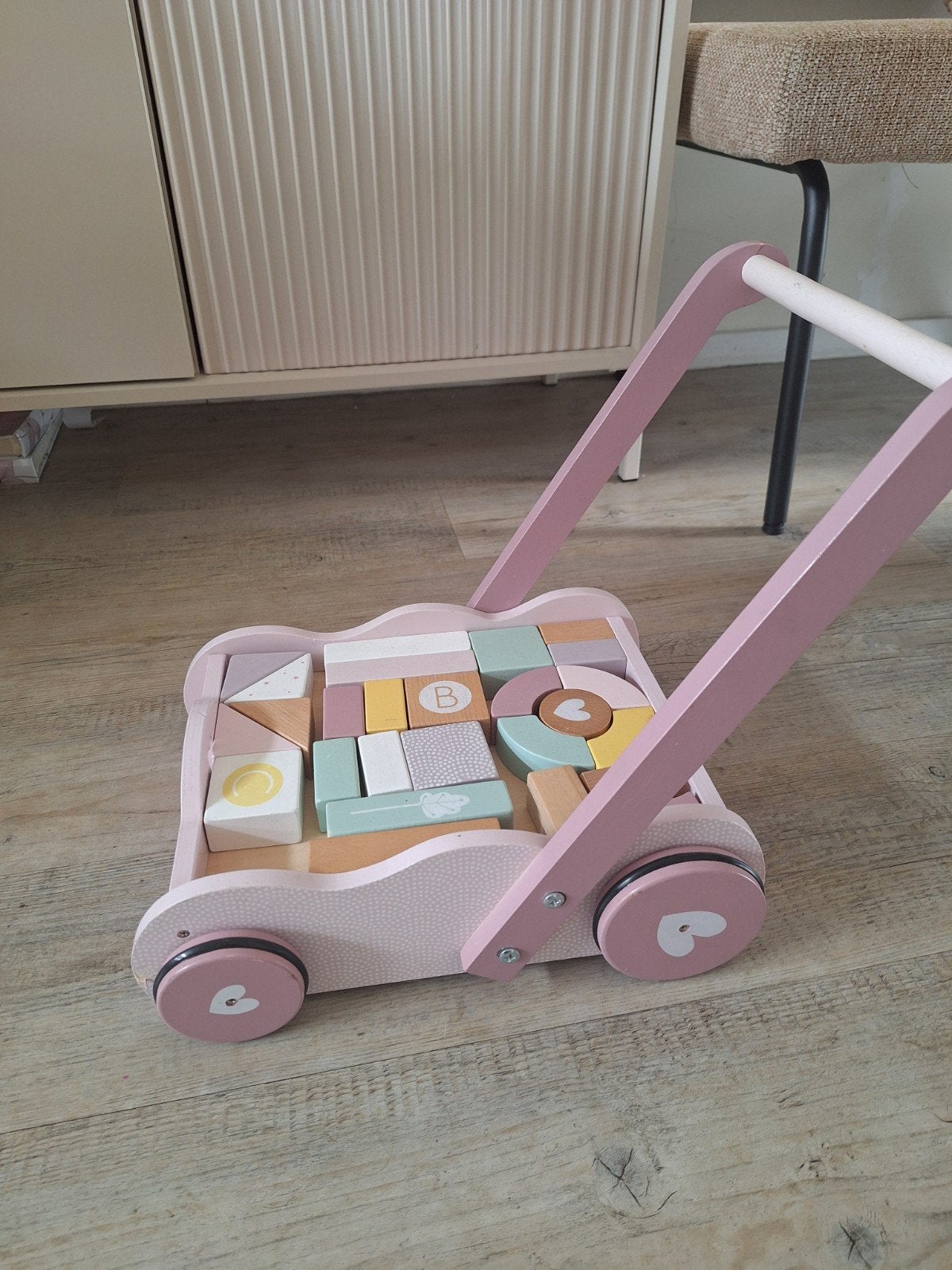 Little Dutch houten loopwagen met blokken, Ophalen, Zo goed als nieuw, Overige typen