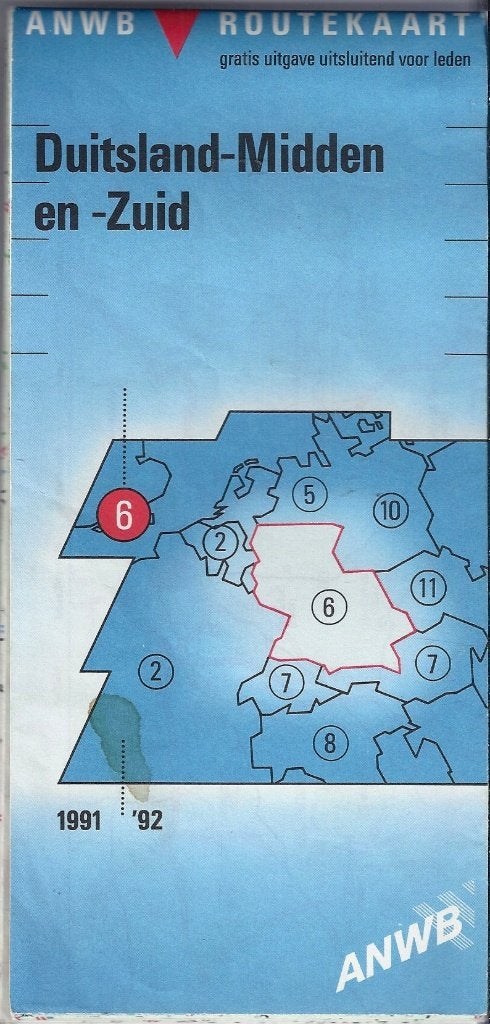 W3 plattegrond anwb duitsland-midden en -zuid 1991/1992  -, Boeken, Atlassen en Landkaarten, Gelezen, 2000 tot heden, Ophalen of Verzenden
