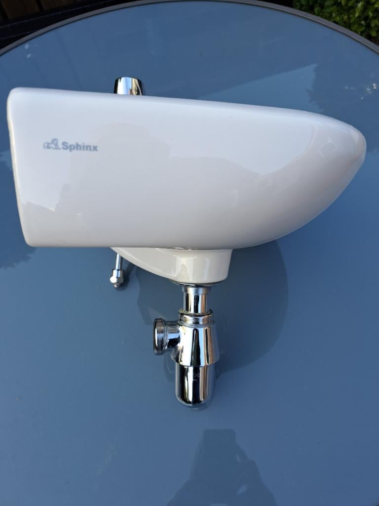 Wastafel sfinx + grohe kraan, Ophalen, Gebruikt, Chroom, Wastafel