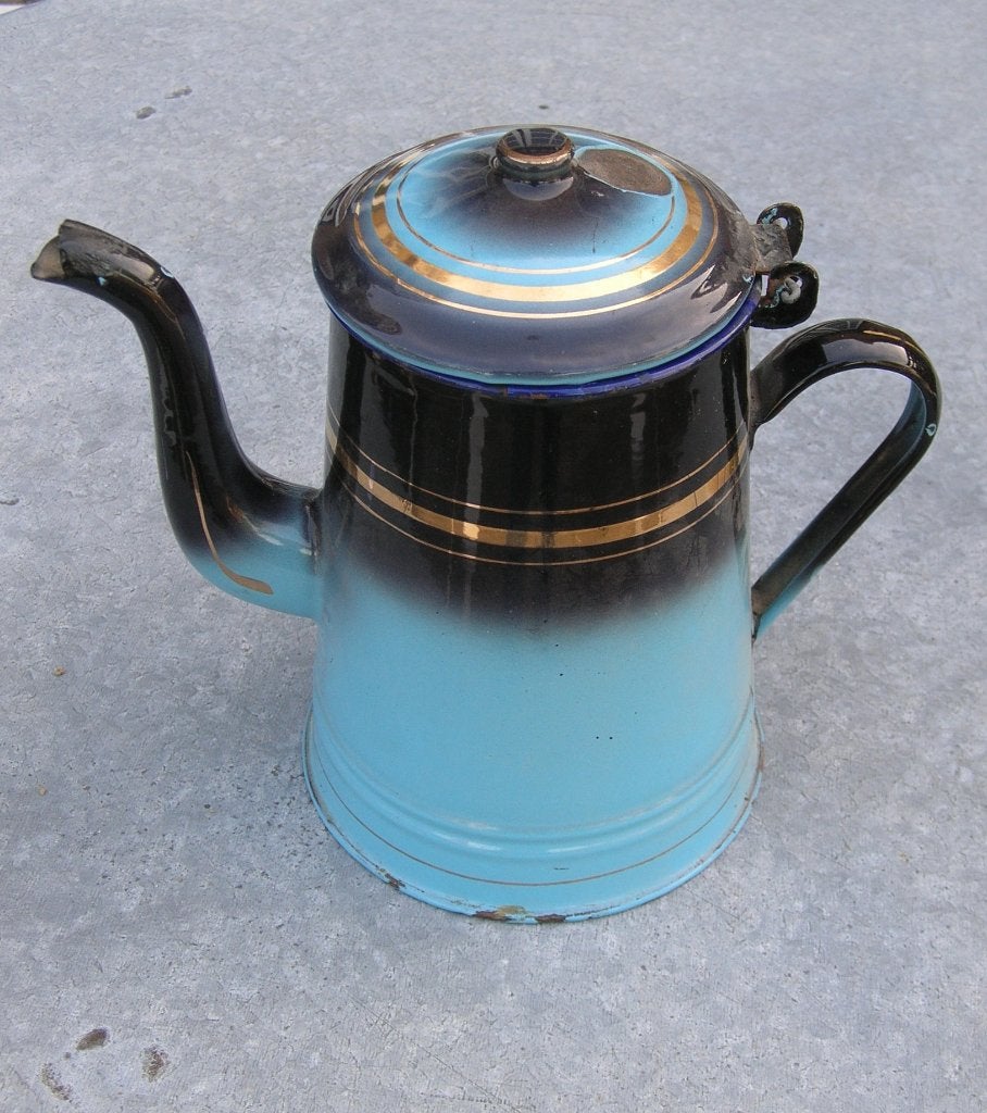 Koffiekan zwart en blauw, Ophalen of Verzenden