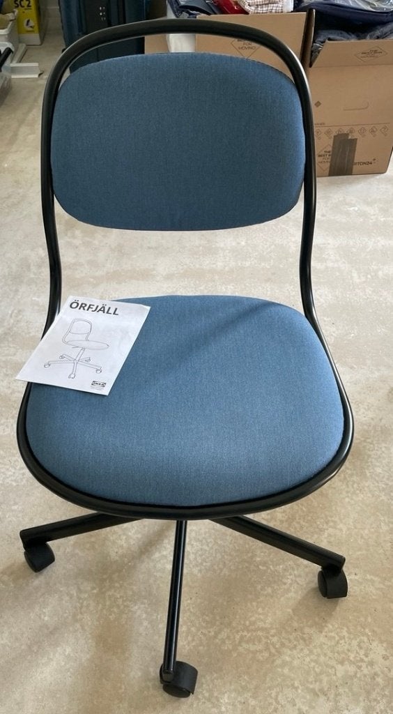 IKEA ÖRFJÄLL bureaustoel blauw/zwart – verstelbaar, Ophalen, Gebruikt, Blauw, Bureaustoel