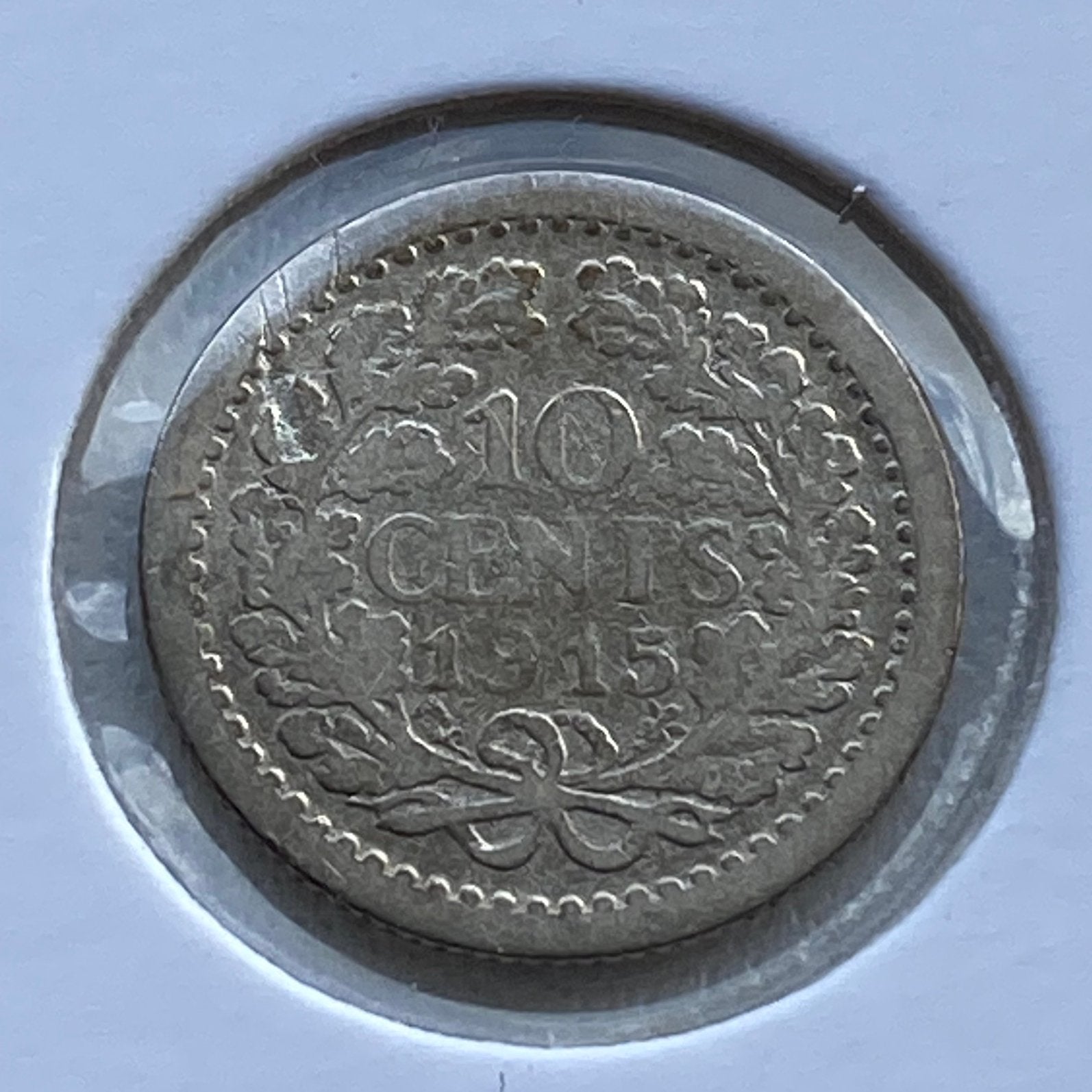 10 Cent / Dubbeltje Zilver uit 1915 van Wilhelmina, Postzegels en Munten, Verzenden, Zilver, 10 cent, Koningin Wilhelmina