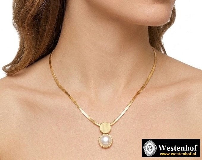 Dames ketting goud met hanger parel, Verzenden, Nieuw, Goud, Overige materialen
