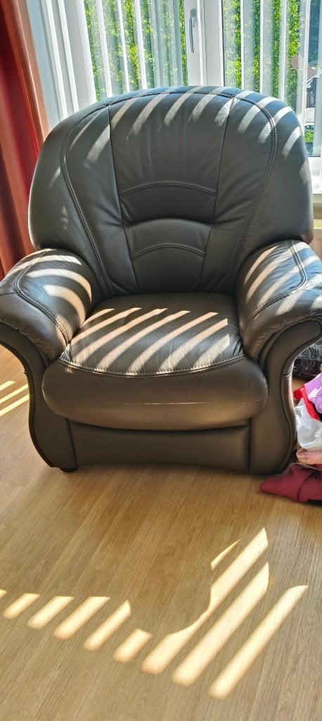 2 bruin leren fauteuils, Ophalen, Gebruikt, 50 tot 75 cm, Leer
