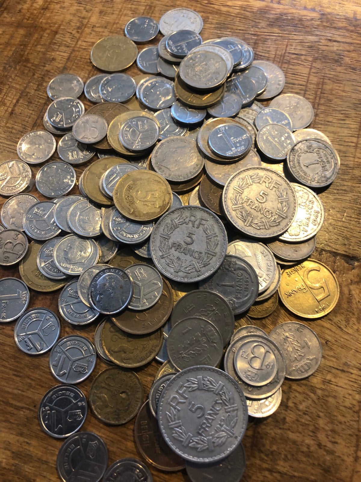 Diverse collectie oude Franse en Belgische munten, Postzegels en Munten, Ophalen of Verzenden, Metaal, Setje
