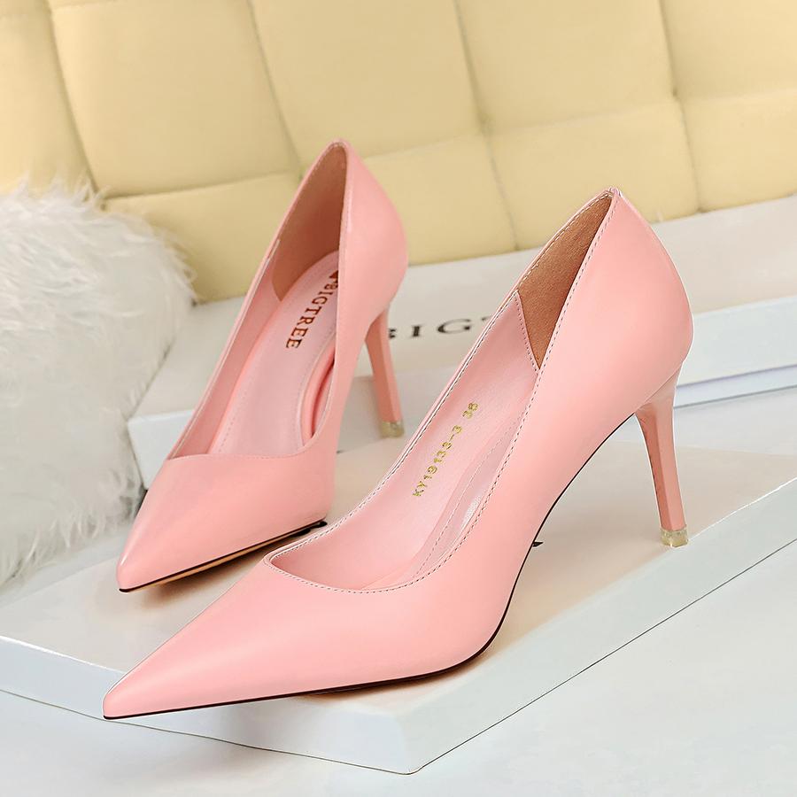 Roze kunstleren dames pumps met 7.5cm hak / vrouwen hakken, Verzenden, Nieuw, Roze, Pumps