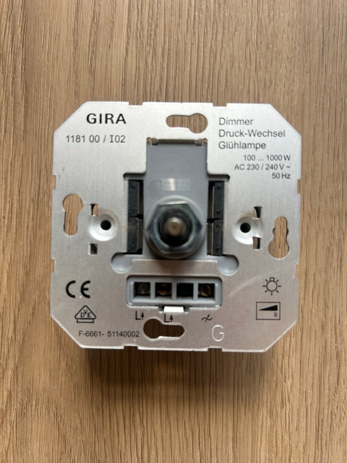 Gira Dimmer Druk-Wissel Glühlampe 100-1000W, Verzenden, Zo goed als nieuw, Gira, Dimmer