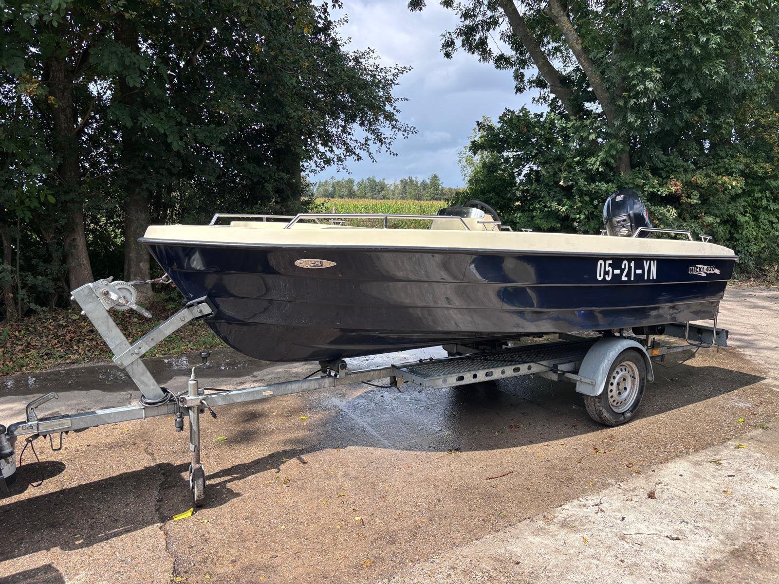 Complete Nicky 420 met Suzuki 30pk buitenboordmotor uit 2018, Ophalen, Consoleboot, Gebruikt, 4 m
