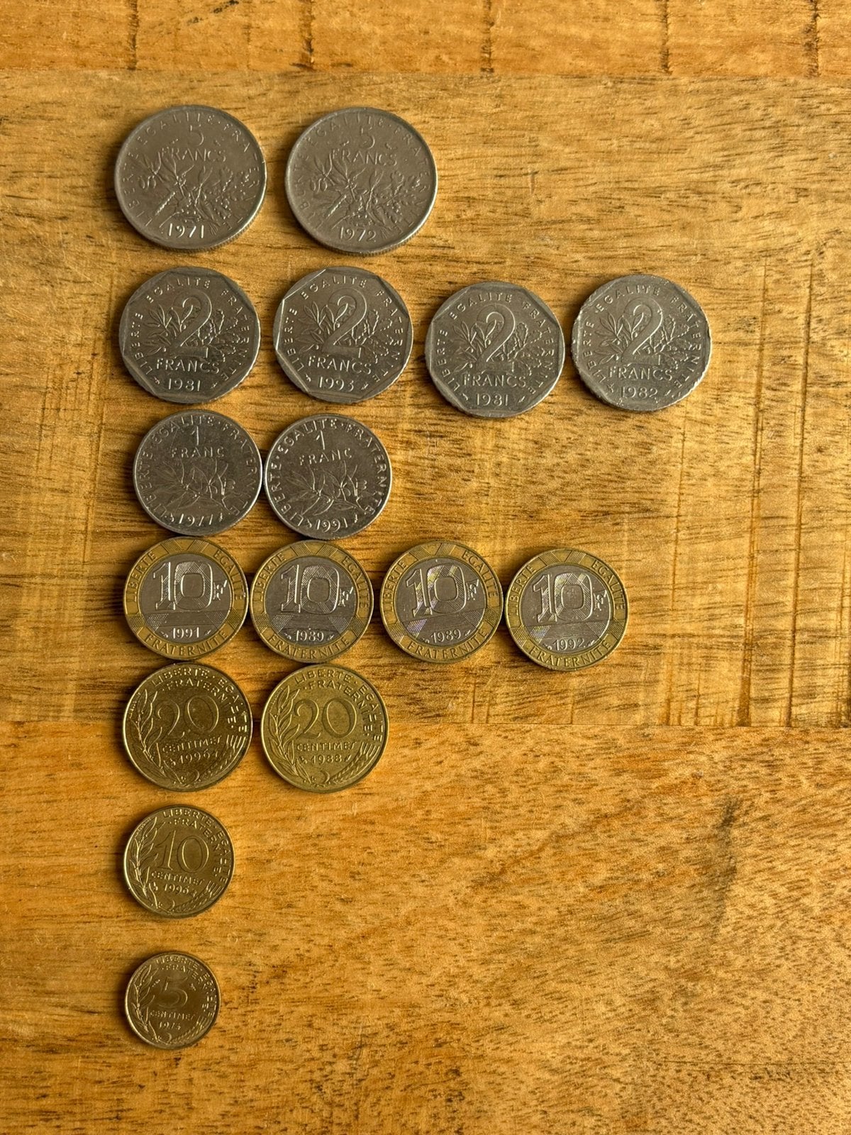 16 oude Franse munten 1971-1996 Francs & centimes Frankrijk, Ophalen of Verzenden, Frankrijk, 2 euro