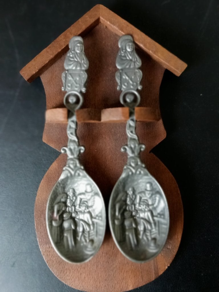 Tinnen decoratie lepels, Antiek en Kunst, Antiek | Tin, Ophalen of Verzenden