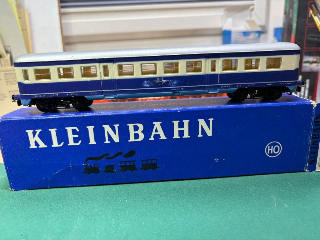 Kleinbahn, blauw witte personen wagon ÖS (395) IMG7837/8/9, Hobby en Vrije tijd, Modeltreinen | H0, Ophalen of Verzenden, Gebruikt