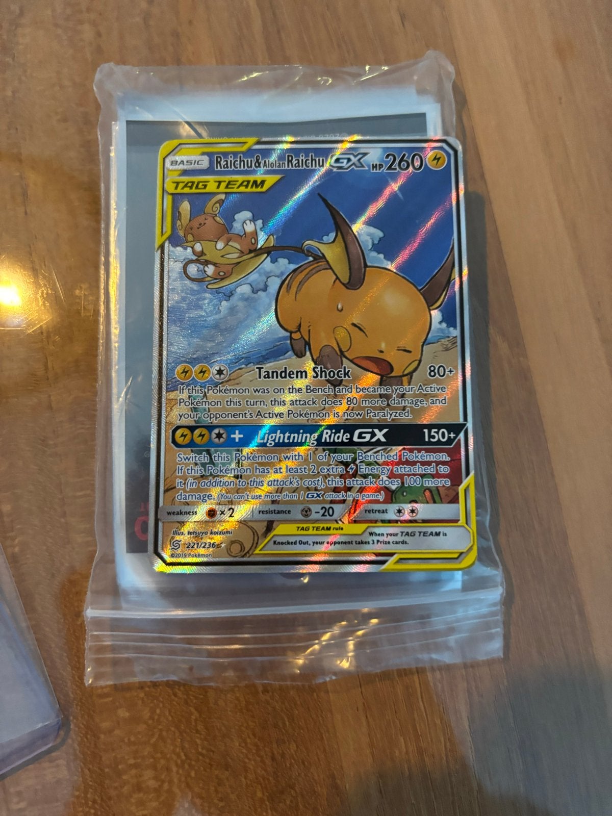 Raichu & Alolan Raichu GX Tag Team Pokémon Kaart, Ophalen, Zo goed als nieuw, Losse kaart