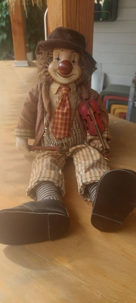 Vintage Clown Pop met Viool - Decoratieve Figuur, Ophalen of Verzenden, Nieuw, Pop