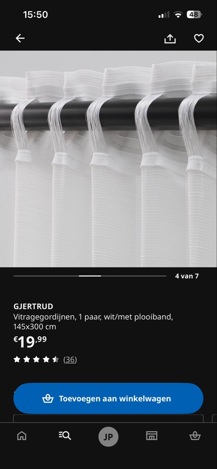 Zo goed als nieuwe IKEA Gjertrud vitrages, Vitrage, Plooiafwerking, Wit, Ophalen of Verzenden