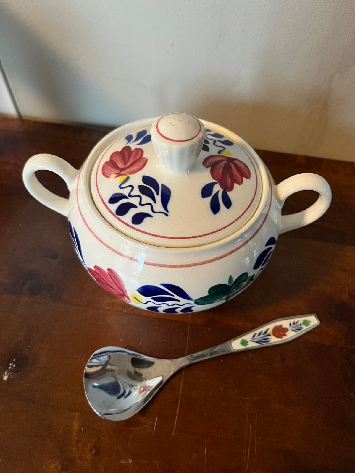 Boerenbont suikerpot met suikerschep Boch, Antiek en Kunst, Ophalen of Verzenden