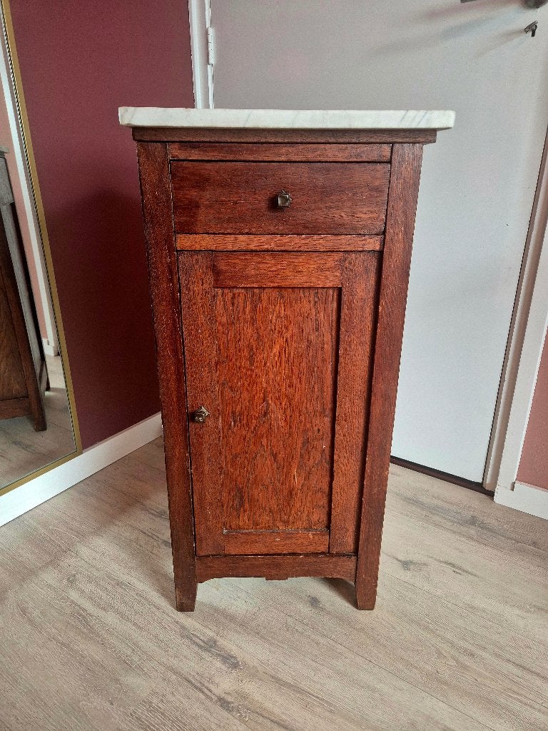 Vintage houten kastje met marmeren blad, Ophalen