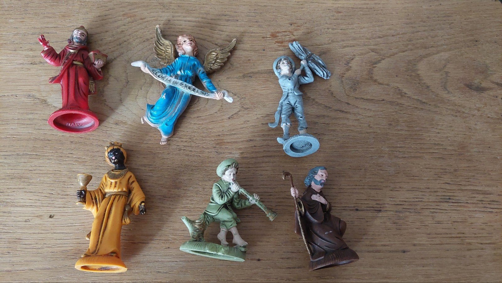 Vintage Kerststal Figuren Italië - Set van 6, Ophalen of Verzenden, Gebruikt