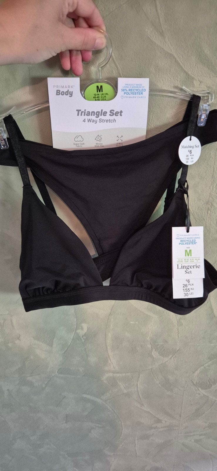 Nieuwe Primark Lingerieset Zwart Triangle Top & String, Kleding | Dames, Ondergoed en Lingerie, Primark, Ophalen, Zwart, String