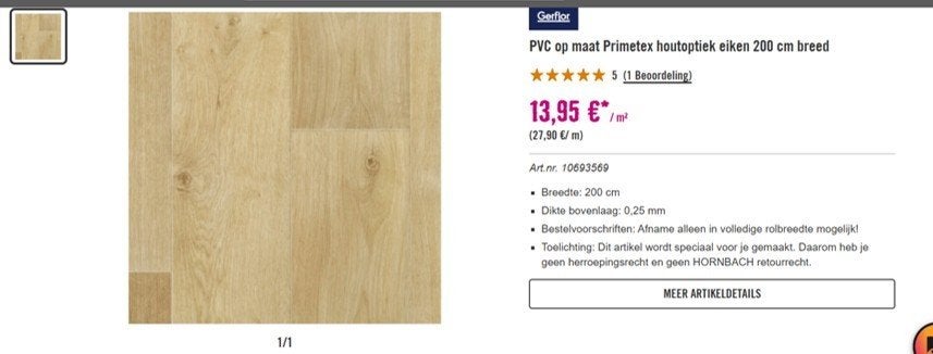 Nieuwe PVS vloer houtoptiek eiken 6m2, Ophalen, Beige, Overige typen, Nieuw