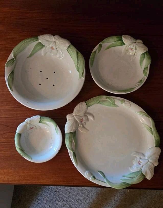 Mooie set schalen met tropische bloem, Ophalen of Verzenden