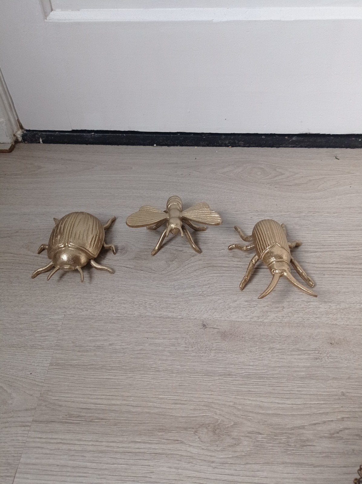 drie gouden insecten sculpturen,, Ophalen of Verzenden, Dier