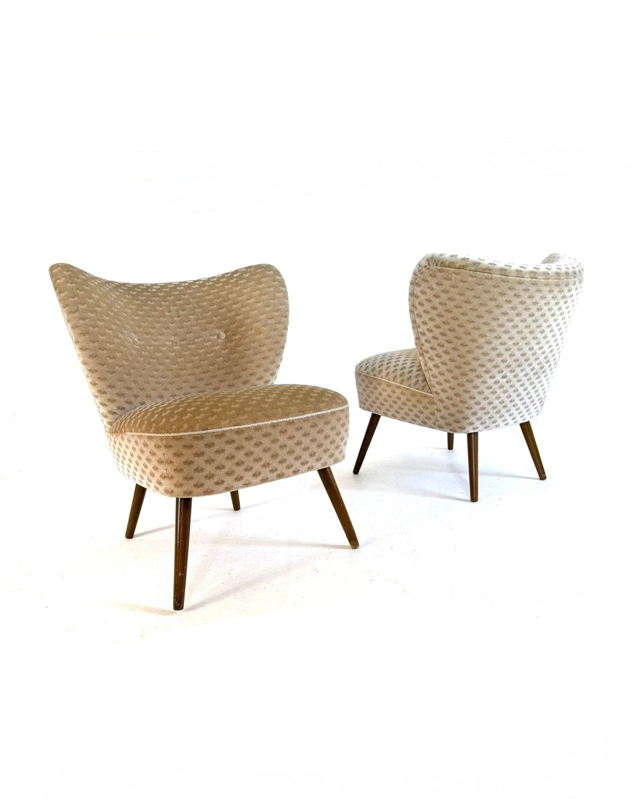 Set van 2 vintage cocktailfauteuils ‘60, Vintage retro buisframe design rotan webbing papercord deens, Minder dan 75 cm, Ophalen of Verzenden