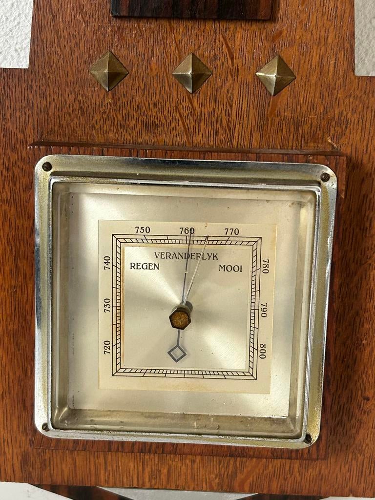 Amsterdamse School Art Deco Barometer/Thermometer, Ophalen of Verzenden, Gebruikt, Weerstation