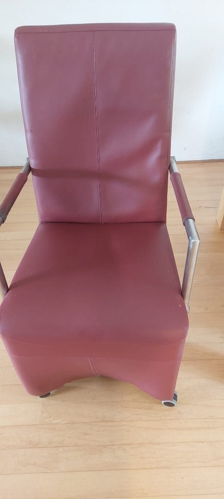 leren eetkamerstoelen  (bordeaux rood), Huis en Inrichting, Stoelen, Ophalen, Gebruikt, Vijf, Zes of meer stoelen, Leer